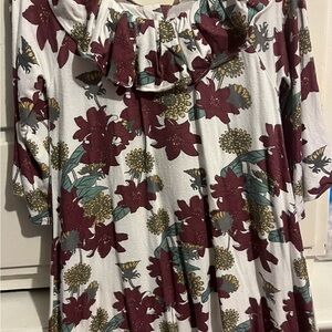 Kate Quinn 18/24 Months Burgundy and Green Retro Floral Dress Set